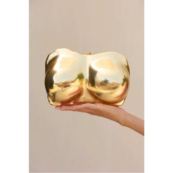 Cult Gaia Reina Clutch Bust Chest Sculptural in Brushed Brass $898 NEW In Box - Picture 5 of 11